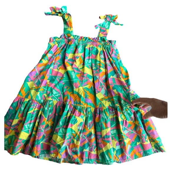 Cat & Jack Tropical Floral Tiered Dress 4T - Picture 2 of 4
